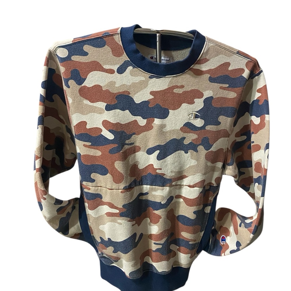 Champion Men's Camouflage Crewneck Sweater - Blue and Brown